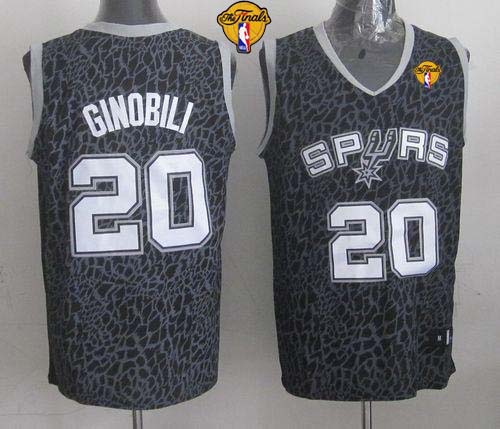 Black Spurs #20 Manu Ginobili Crazy Light Finals Patch Stitched NBA Jersey